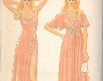 1980s Vogue 9764 Misses Lingerie Pattern Nightgown Robe Basque