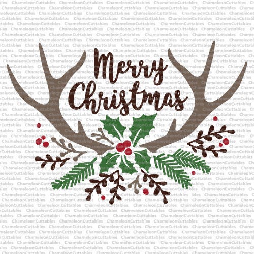 Merry Christmas Antlers SVG Eps Png Jpeg Dxf Vector Cut