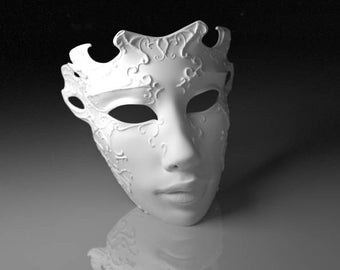 Female Classy Artistic Nude Venetian Mask Black And White