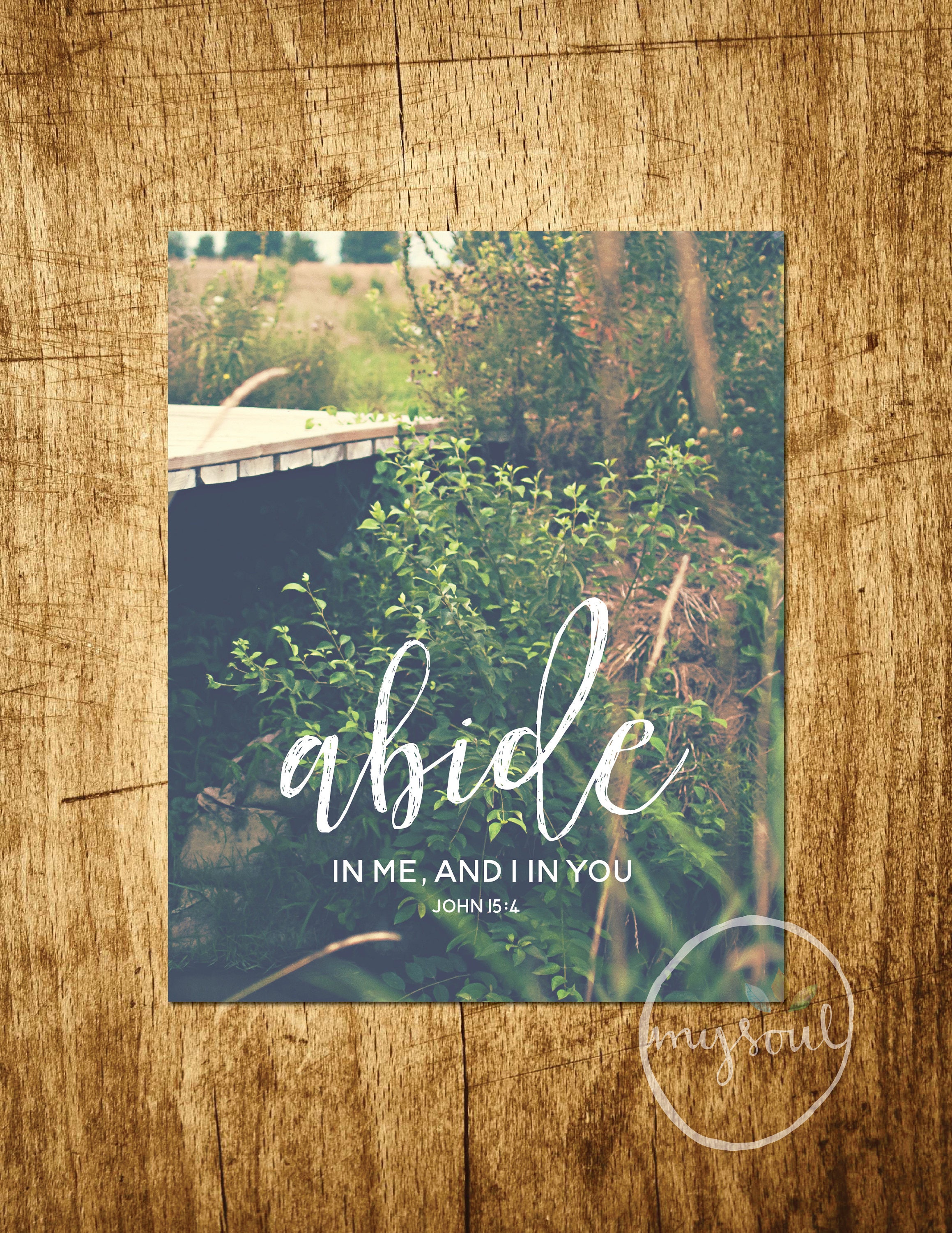 Abide Printable John Home Decor Scripture Bible Verse Art