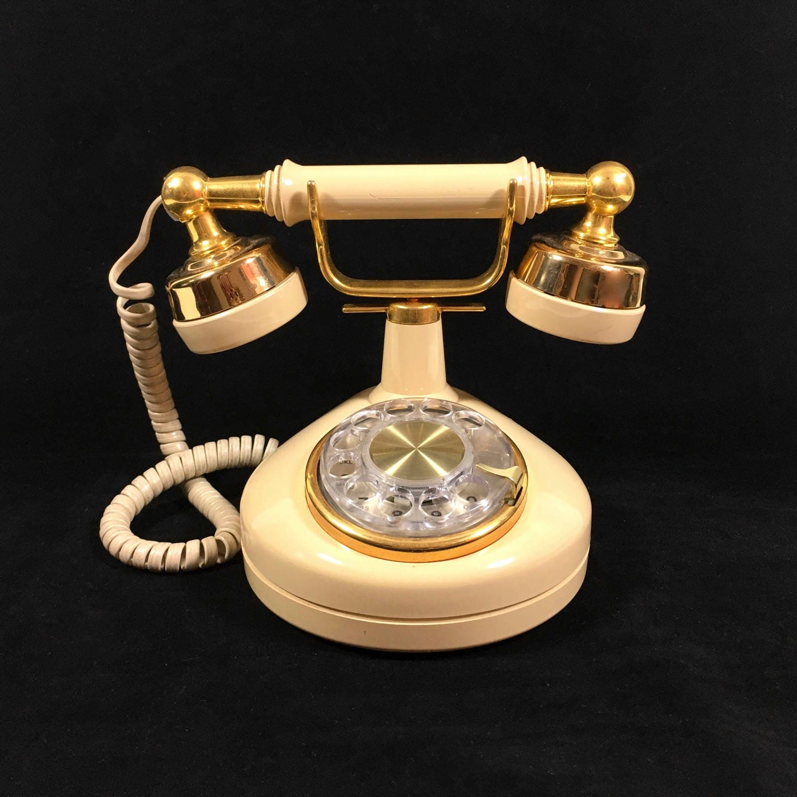 Working Vintage French Style Rotary Dial Telephone With Ivory