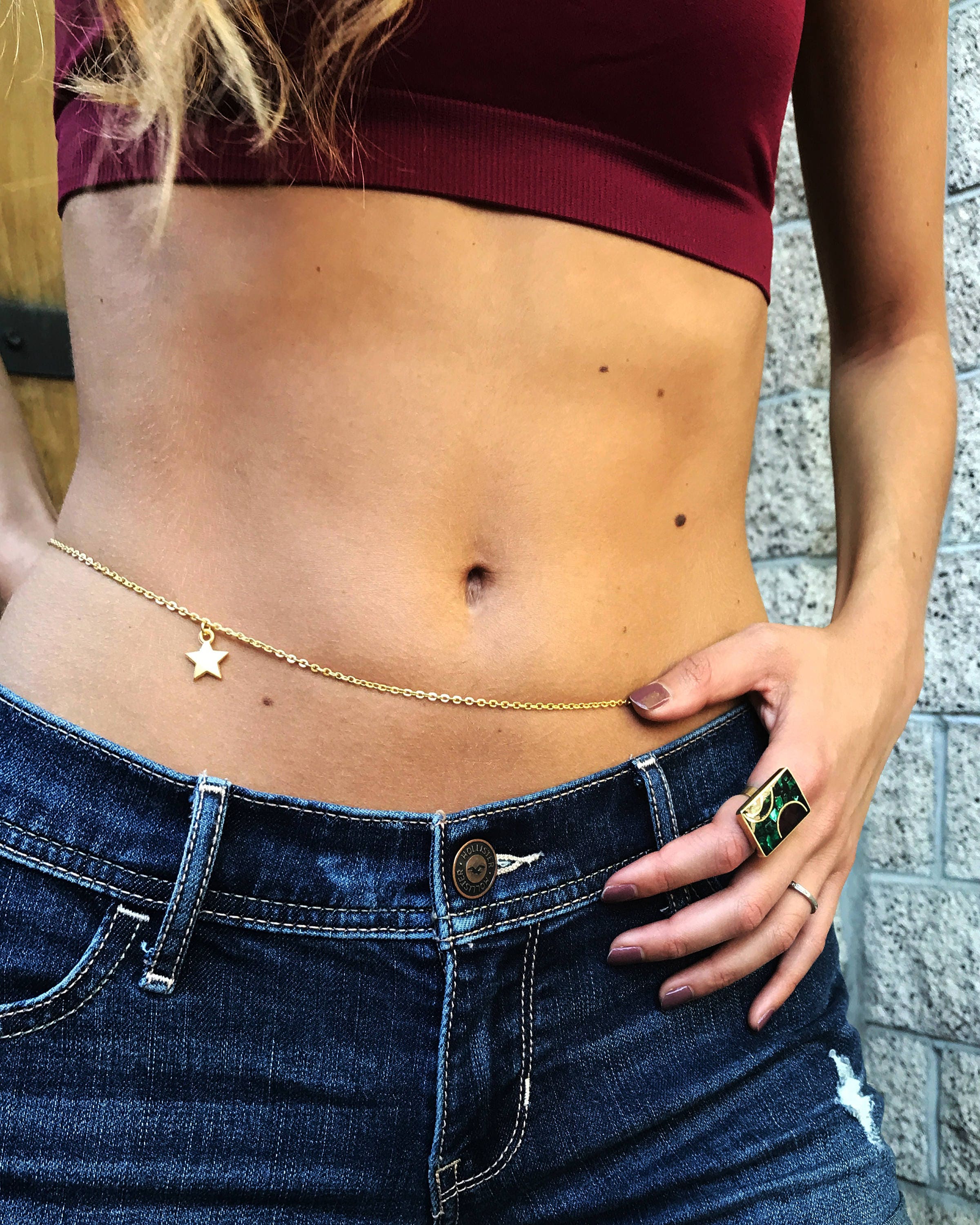 24K Gold Plated Belly Chain Body Jewelry Waist