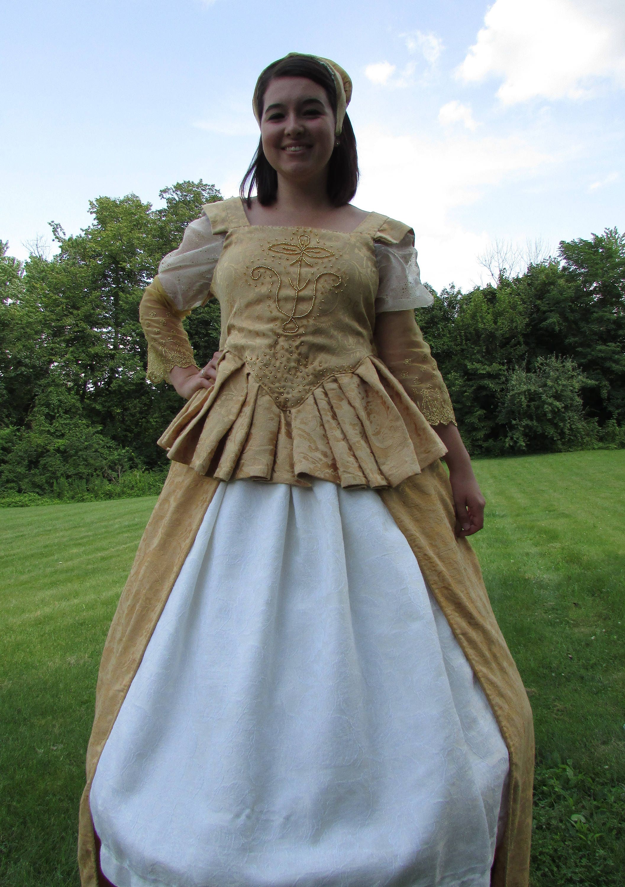 Gold Elizabethan Gown With Headpiece