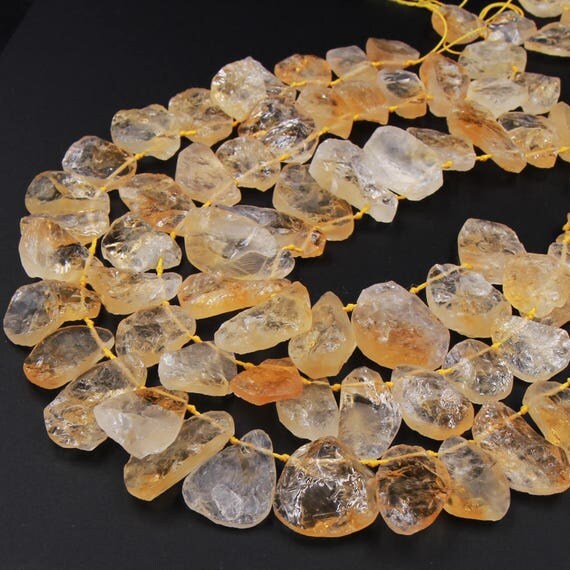 Natural Rough Raw Yellow Citrine Beads Nuggets Freeform