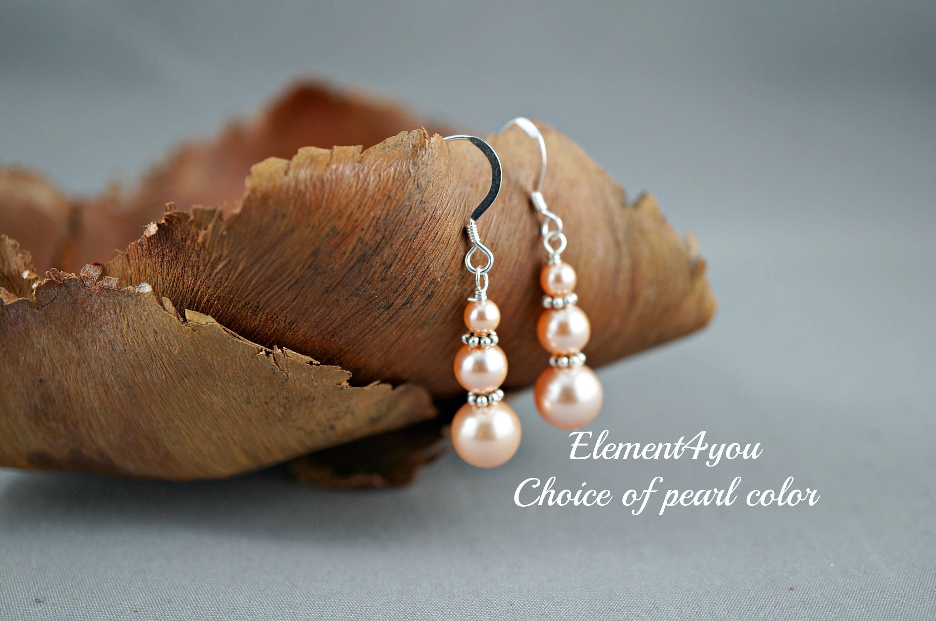 Bridesmaid Earrings Sterling Silver Swarovski Pearls Stacked