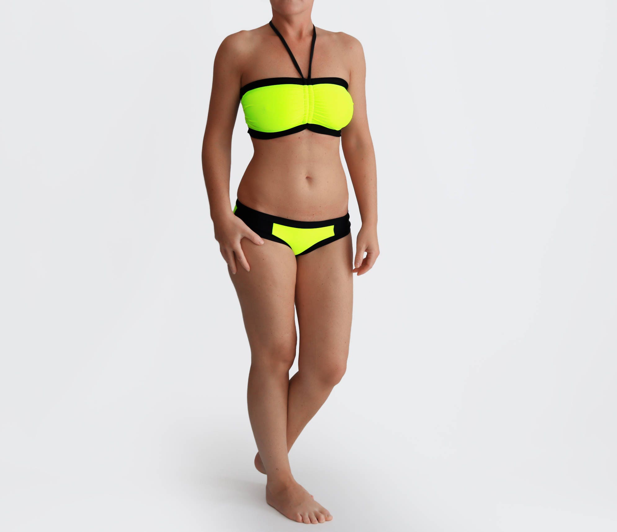 Neon Yellow Bikini Sexy Bathing Suit Ddd Plus Swimwear Plus