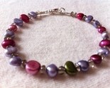 Multicolor Baroque Pearl and Smokey Quartz bracelet 7 inches