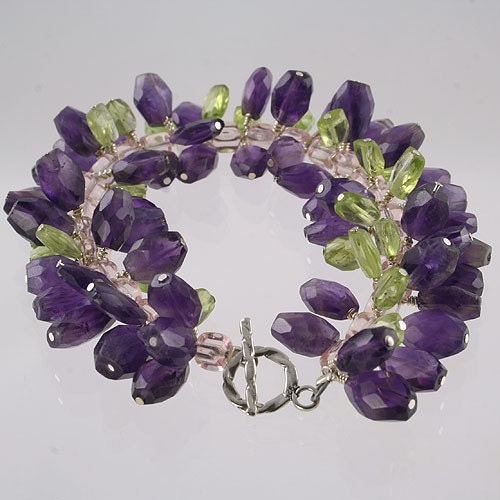 Purple Rain - Handmade Amethyst and Peridot Bracelet