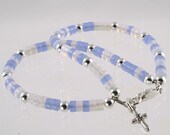 Little girls blue and white handmade bracelet - Baby Blue