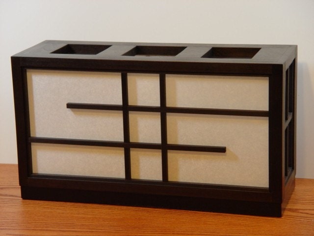 Japanese-Style Rectangular Shoji Box Lamp - Alder Wood with Expresso Stain