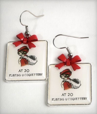 Retro Pinup Flirty Girl Earrings: Valentine's Love
