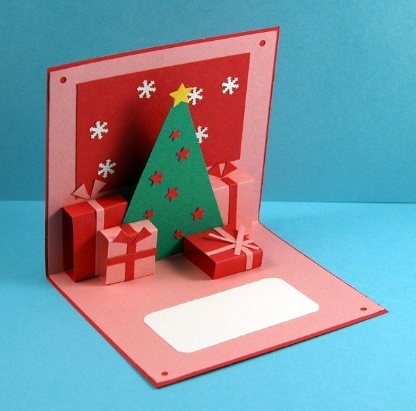 Red Christmas Holidays Pop up Card