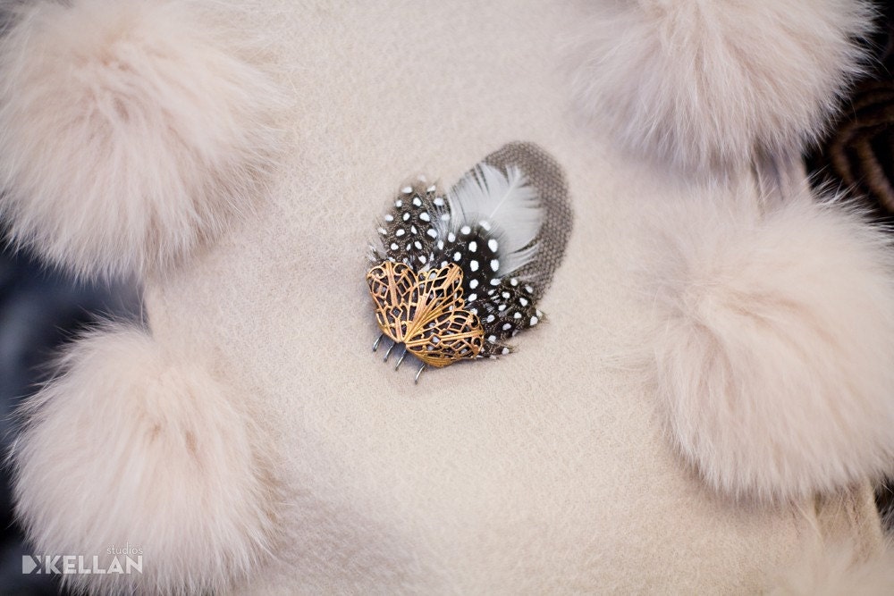 dotted feather hair fascinator
