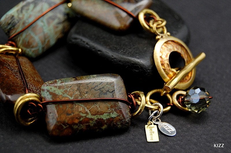 Bronze Wired Snakeskin Jasper Bracelet