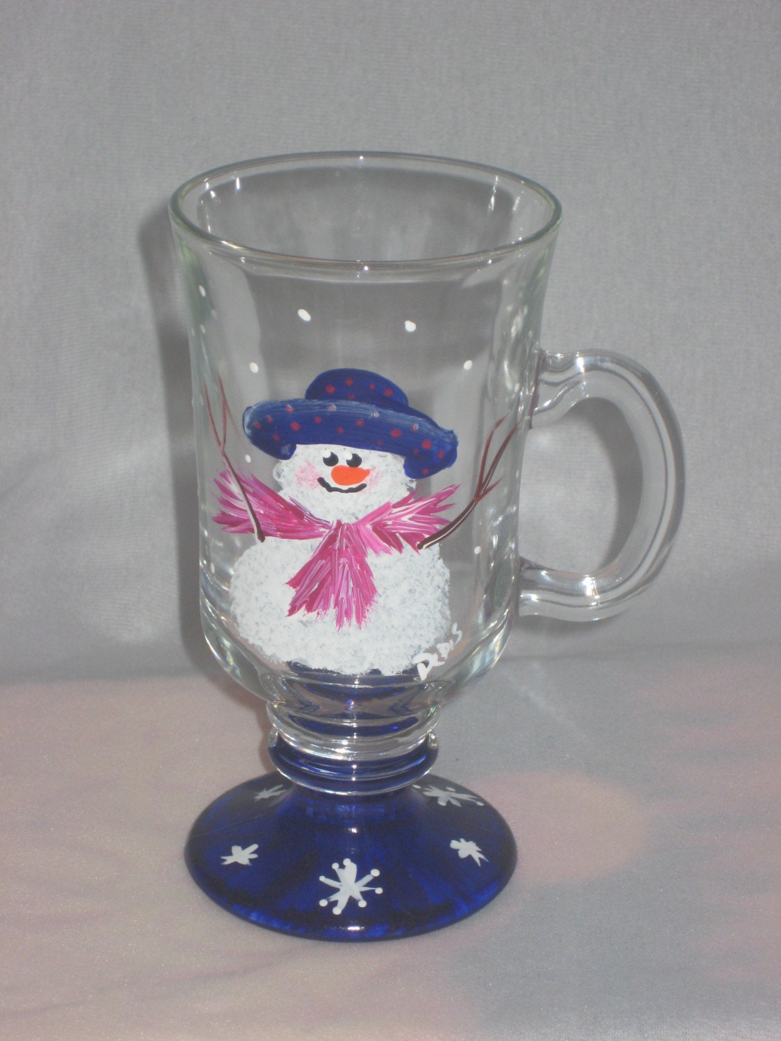 HAND PAINTED COFFEE MUGS / GLASSES WITH SNOWMEN