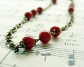 Triple Red Berries and Brass Necklace tbteam tpt team