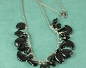 Jitter Bug - Black Agate Beaded Silver Chain Necklace