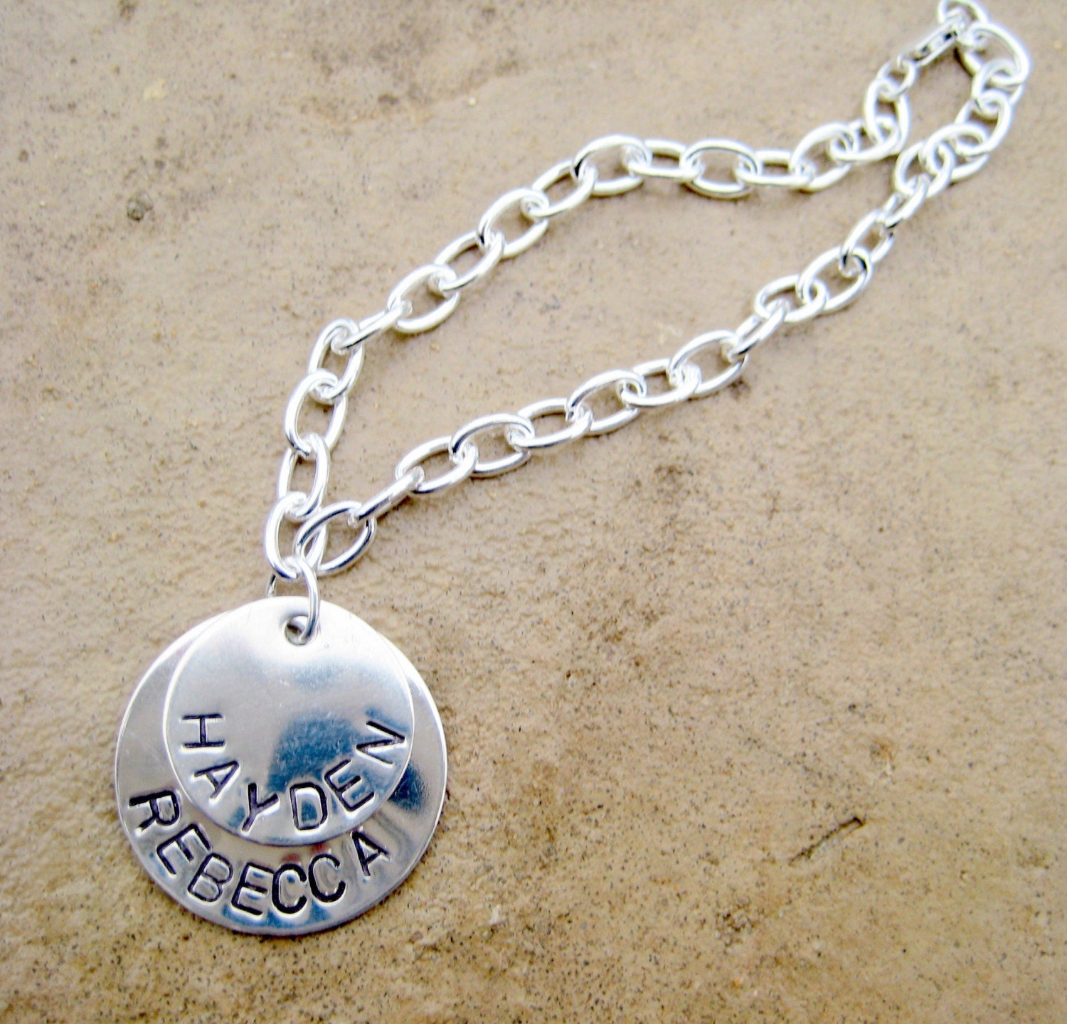 CUSTOM 2 Disk Hand Stamped Bracelet