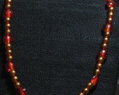 N004 Orange and Red Glass Necklace