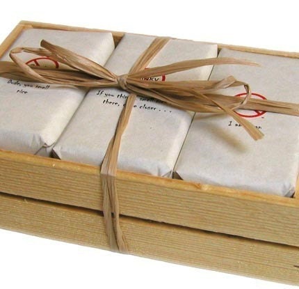 Dude Men Soap Gift Set Wood Crate  - Gift for Men - Fathers Day Manly  -Wrapped in Funky Labeling Dad Groomsmen etc