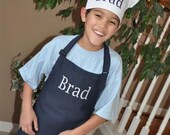 Child's Adult Junior Personalized BOY Apron and Chef's Hat Set Embroidered Monogrammed GIFT