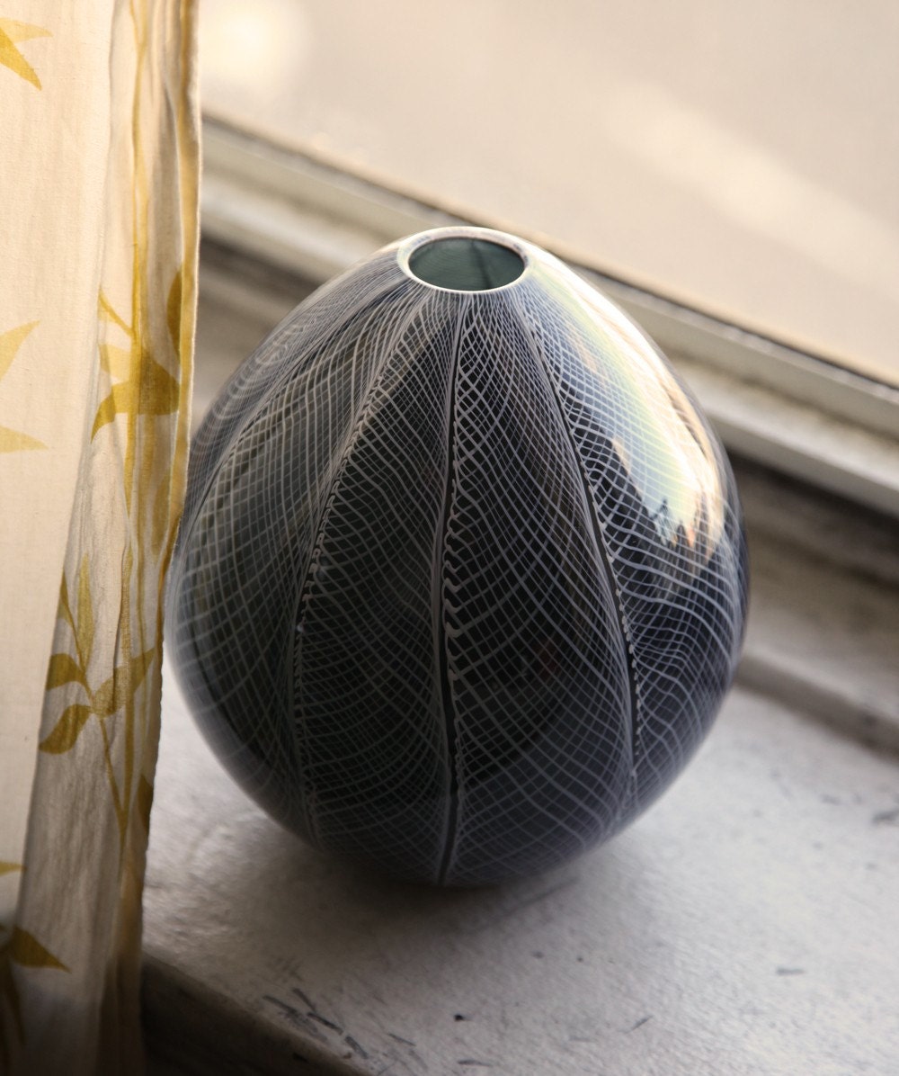 Onyx Vase, Hand Blown Art Glass Vase