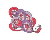 Spinner -limited edition gocco screen print -Exotic Bird Series 5x7