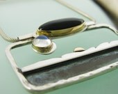 Hudson Valley Sunset Necklace with Black Onyx and Rainbow Moonstone