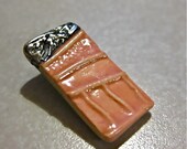 Fine Silver PMC Salmon Ceramic Pendant Sterling Silver Chain Necklace