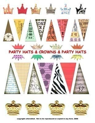 Party hats Crowns Digital Collage Sheet No.126