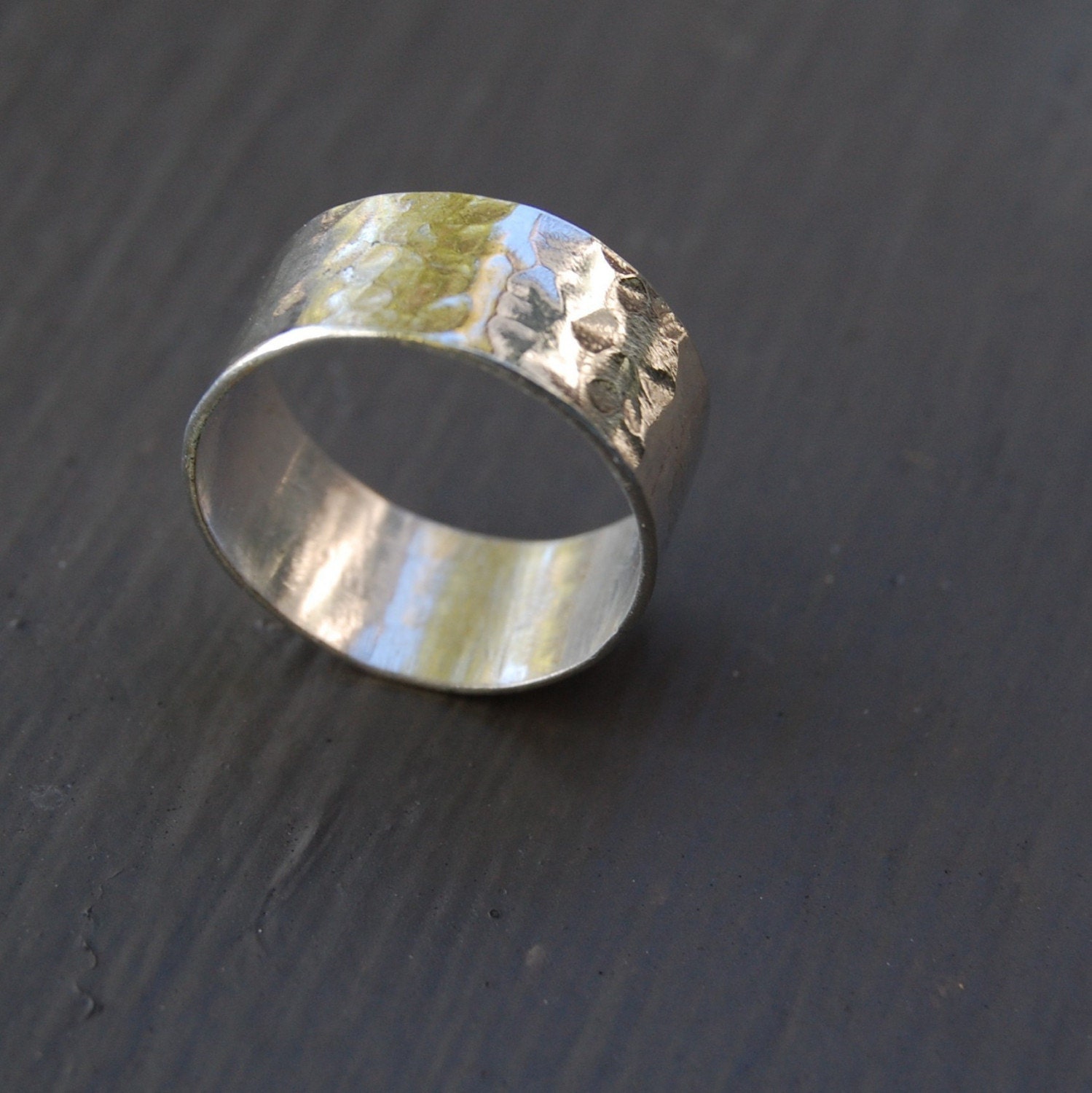 Hammered Sterling Silver Ring, Unisex, Comfortable, Customization Available