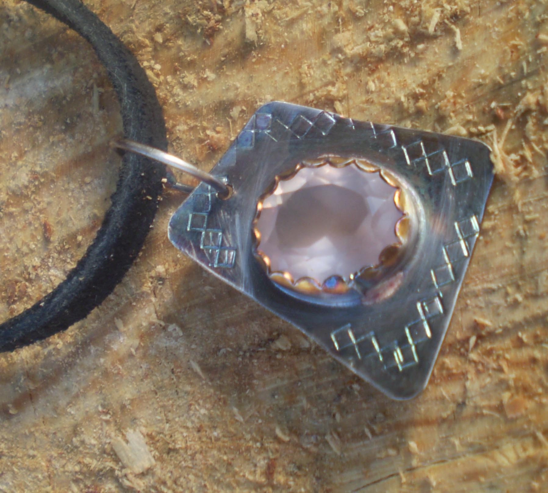 Faceted Rose Quartz - pendant and suede by Moonflower Jewelry