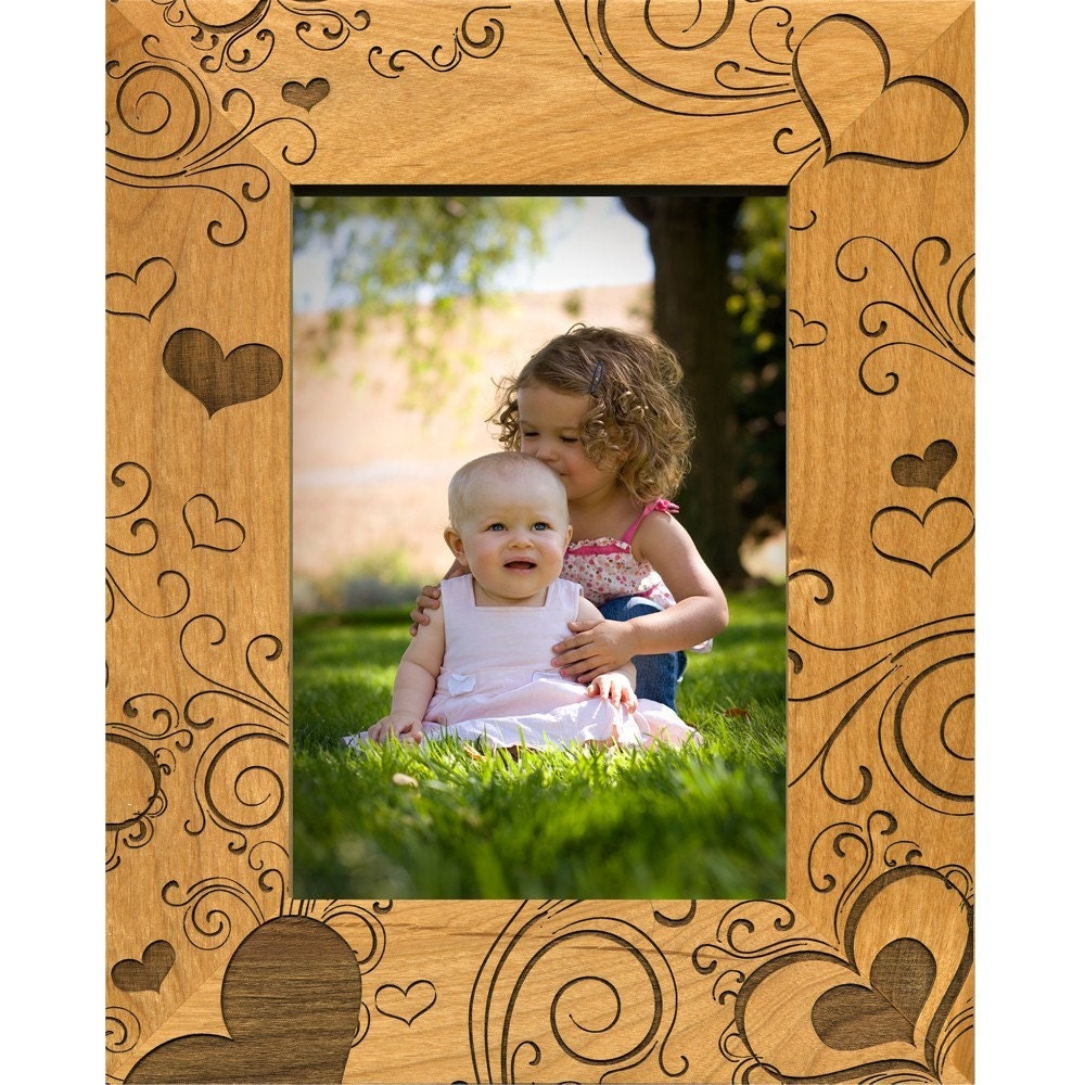 5 x 7 Engraved Frame with Hearts