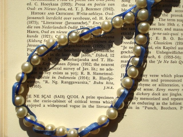 Pearl Strand on Blue Satin