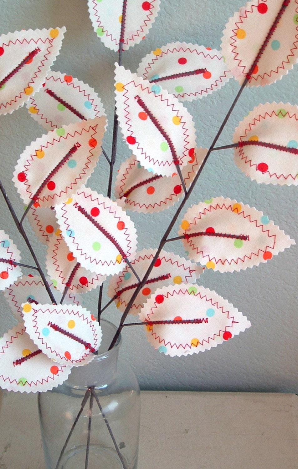 Sweet Leaves - Circus Dot Fabric Branches (set of 3)