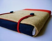 Laptop sleeve for 13 inch Macbook - Hessian and red canvas