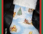 Classic Winnie the Pooh and Chenille Handmade Christmas Stocking FREE US and Canada SHIPPING