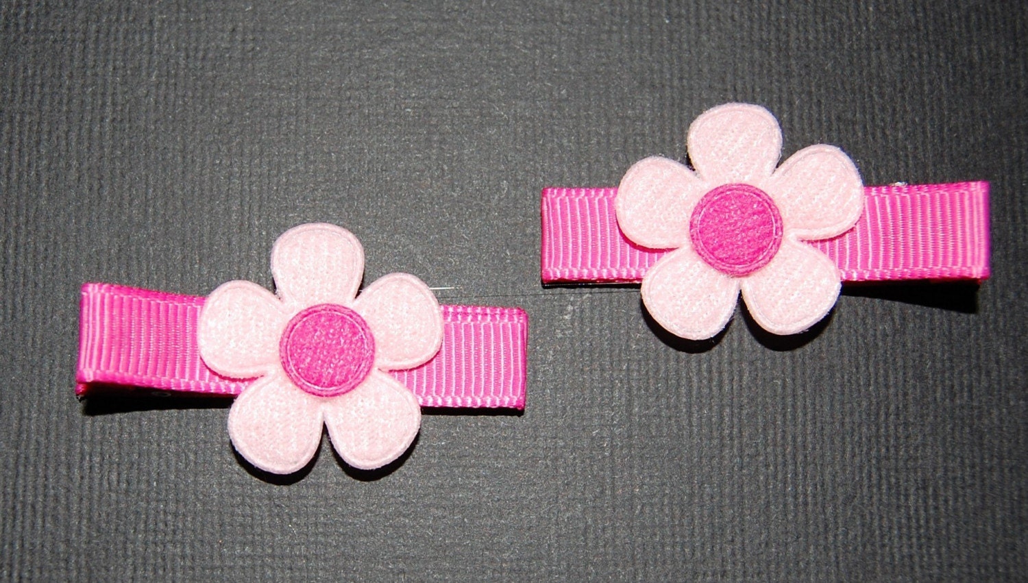 Light Pink and Hot Pink Flower Hair Clippies (Set of 2)