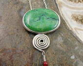 Turquoise Necklace with Carnelian bead- Sterling Silver