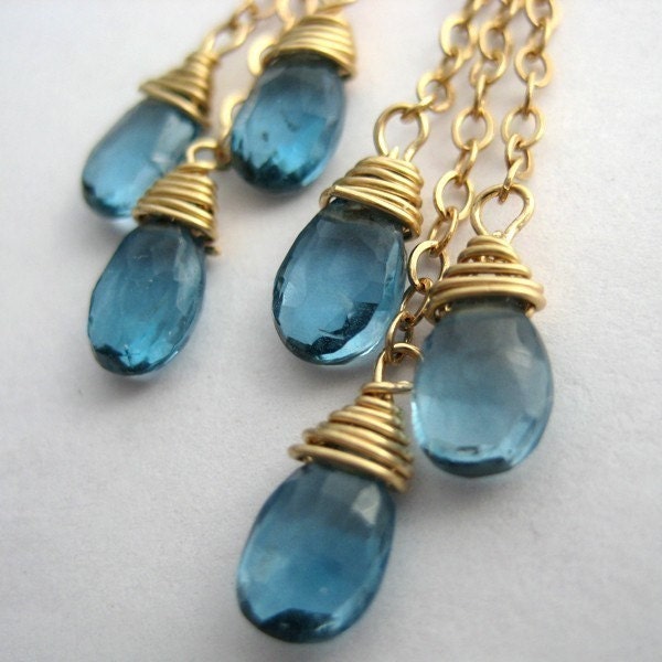 Palace Blue - 14K gold filled earrings with blue London topaz