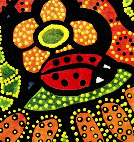 Colorful Red Lady Bug Linen Art Print M Collins WWAO