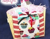 Yummy Cup Cakes -Patchwork-Easter -SPRING-Gift  Basket -yellow red-Little Girls Boutique tote bag