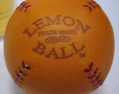 LEMON BALL Vintage style lemon peel baseball.  Tan with Red stitches