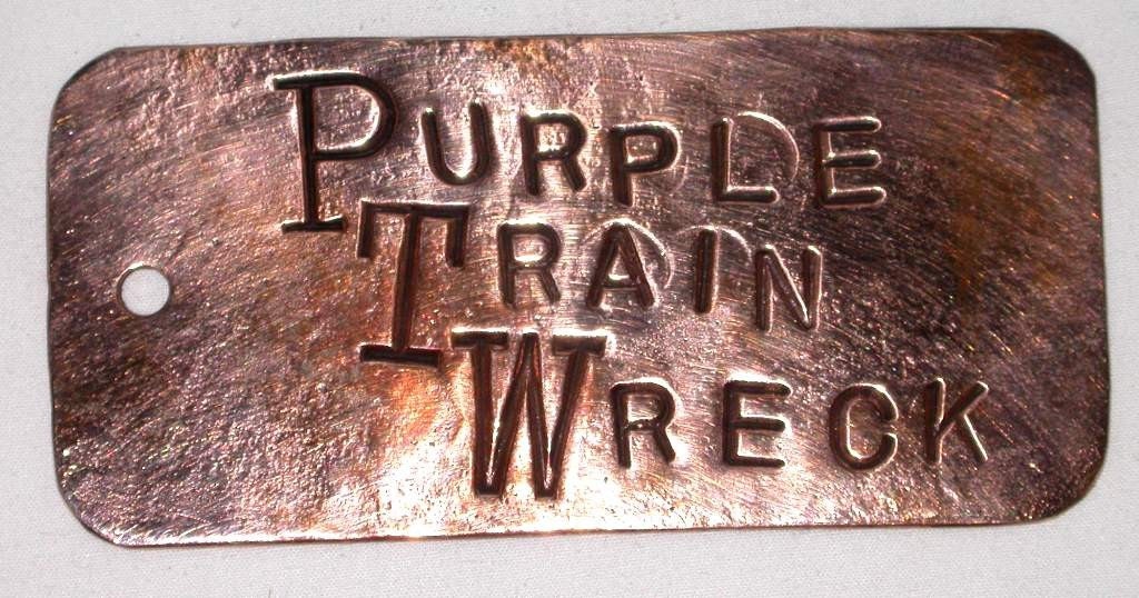 Copper Garden Marker, Purple Trainwreck,  primitive, recycled, repurposed