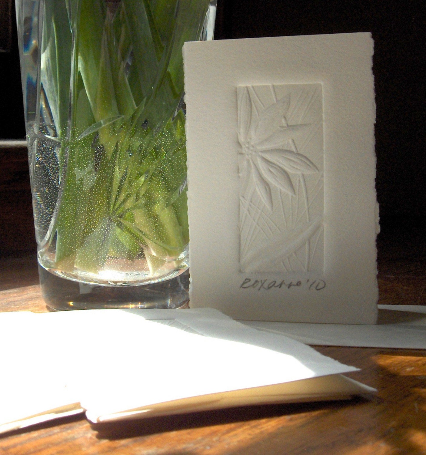 Handmade Card - 3 Embossed Daisy Mini Cards with White Envelopes