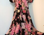 ELAINE....SEINFELD.....TEA ///SHABBY CHIC FLORAL VTG 80s NOSTALGIA Boho TENT DRESS