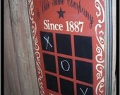 Primitive Tic Tac Toe Game Board Gameboard Wood Sign