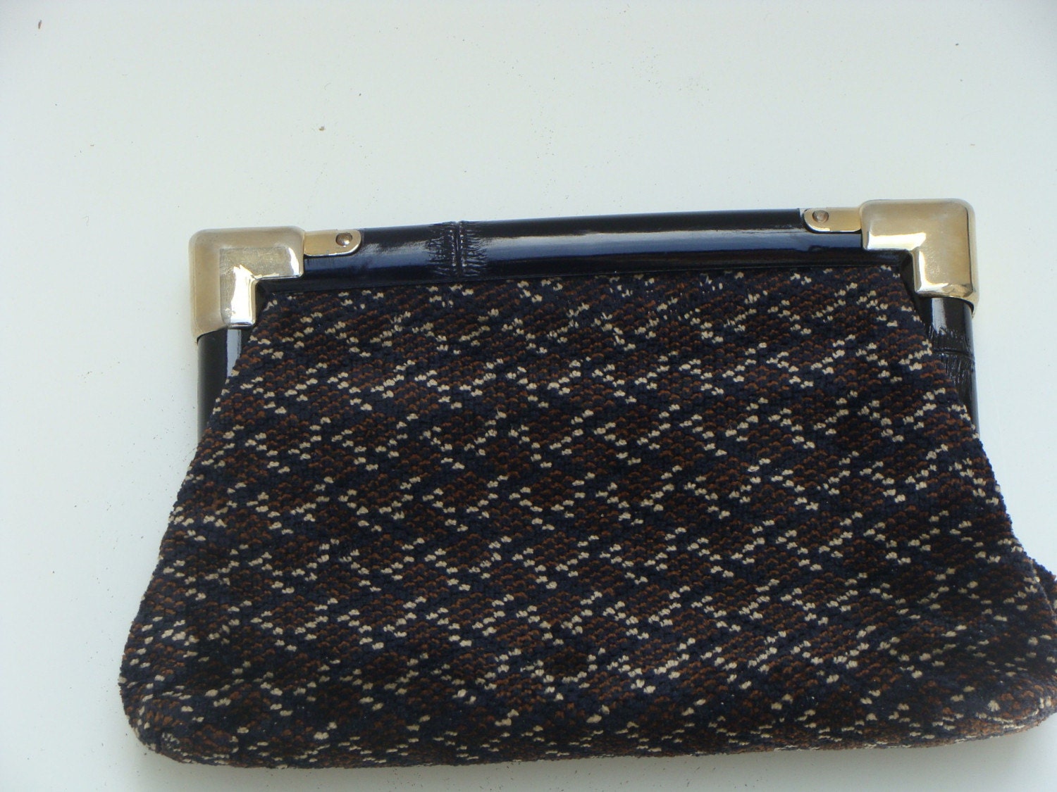 Vintage brown cloth Clutch bag