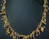 Purple-Amber Cluster Necklace