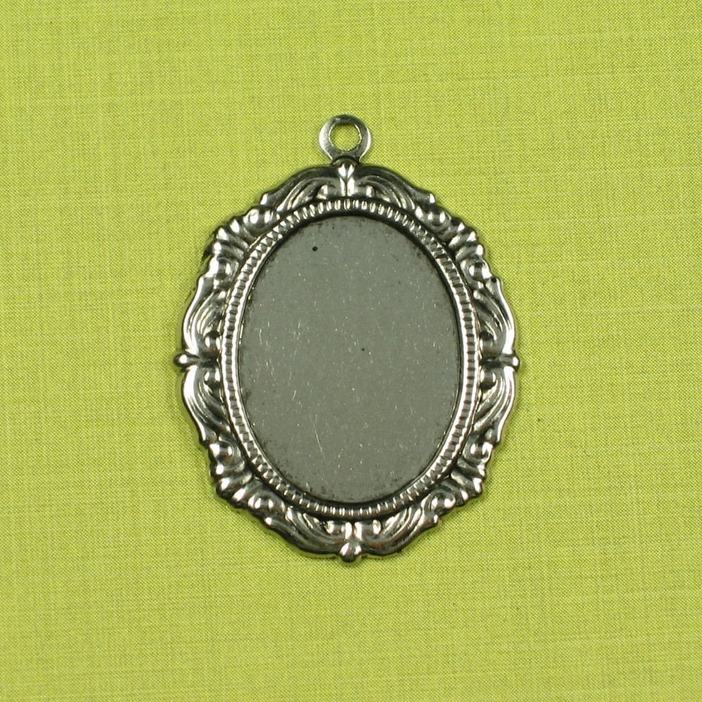 12 Ant Silver Cameo Setting 18x13 Jewelry Findings 588